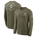 Miami Dolphins Olive 2025 Salute to Service Sideline Long Sleeve T-Shirt