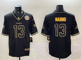 Miami Dolphins #13 Dan Marino Black Retro Gold Style 1