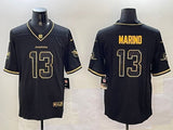 Miami Dolphins #13 Dan Marino Black Retro Gold Style 2