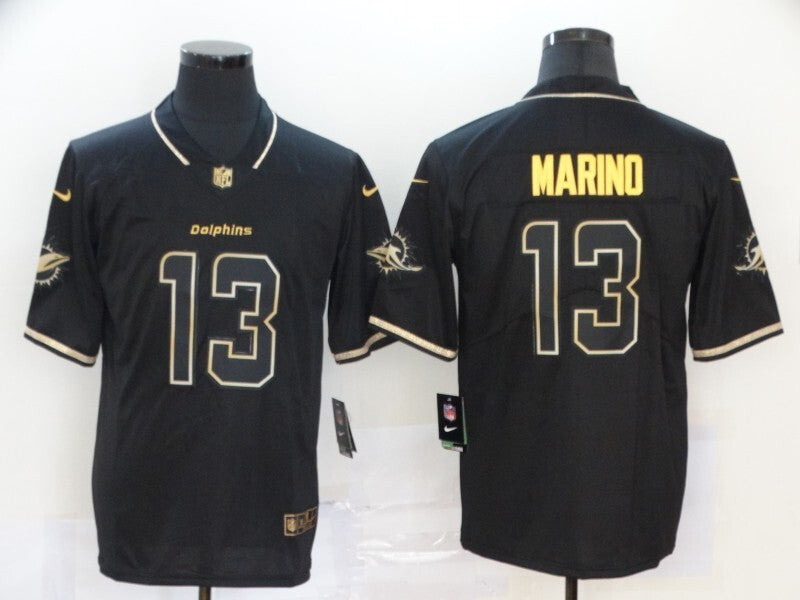 Miami Dolphins #13 Dan Marino Dolphins Black Retro Gold 944