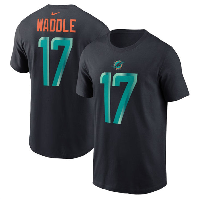 Miami Dolphins #17 Jaylen Waddle Black 2025 Rivalries Collection Player Name & Style 2