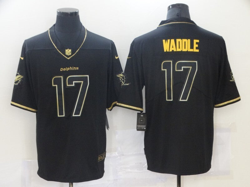 Miami Dolphins #17 Jaylen Waddle Black Retro Gold 068