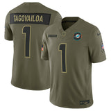 Miami Dolphins #1 Tua Tagovailo Olive 2025 F.U.S.E. Salute to Service Limited