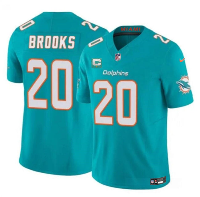 Miami Dolphins #20 Jordyn Brooks Aqua 2025 F.U.S.E. With 1-Star C Patch Vapor Limited