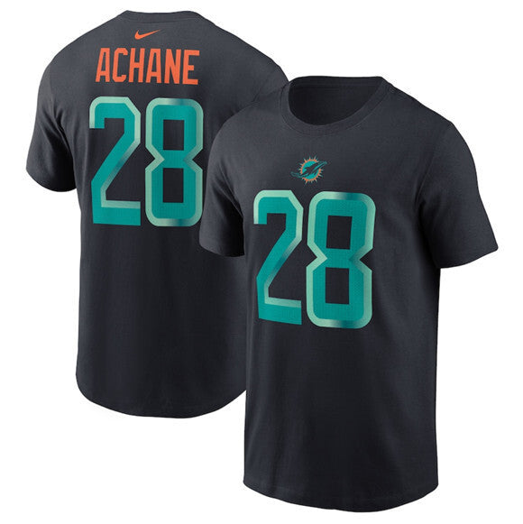 Miami Dolphins #28 De’Von Achane Black 2025 Rivalries Collection Player Name Style 1
