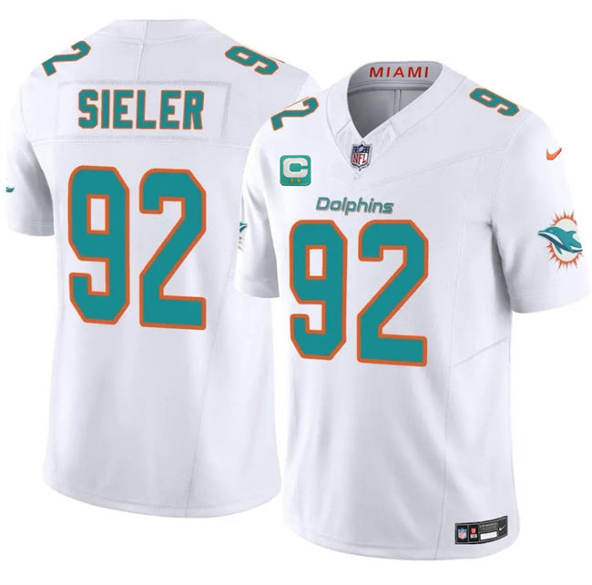 Miami Dolphins #92 Zach Sieler White 2025 F.U.S.E. With 2-Star C Patch Vapor Limited