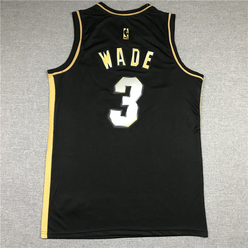 Miami Heat #3 Dwayne Wade New Black Gold Style 1
