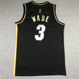 Miami Heat #3 Dwayne Wade New Black Gold Style 1
