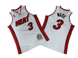 Miami Heat #3 Dwyane Wade Heat 3 # White 05-06 Season Mitchell Retro Jersey --. Wade Style 2