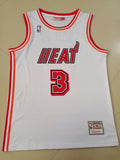 Miami Heat #3 Dwyane Wade Heat New 3# White Retro Jersey Style 2
