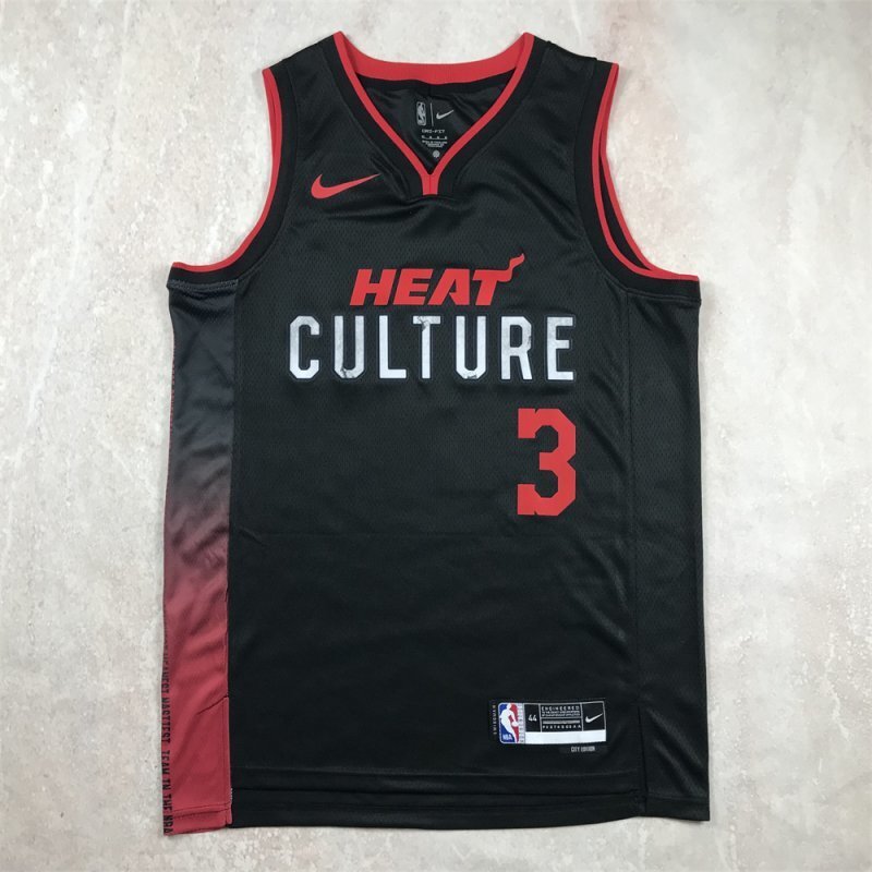 Miami Heat #3 Dwyane Wade Hot Press Heat 3 Black City s-xxl Style 2