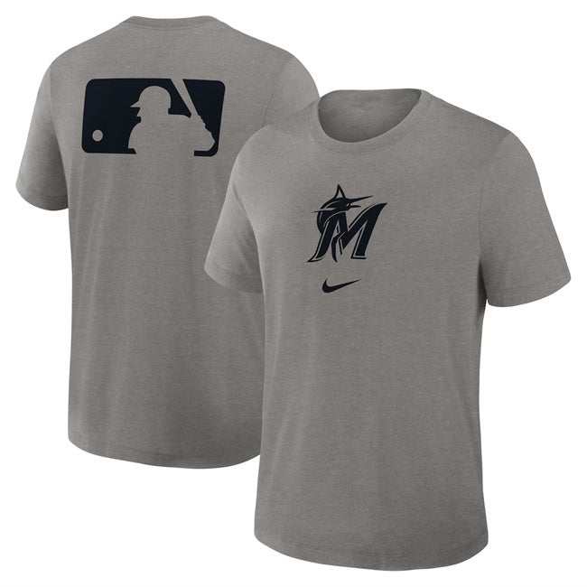 Miami Marlins Grey Early Work Tri-Blend Dri-FIT T-Shirt