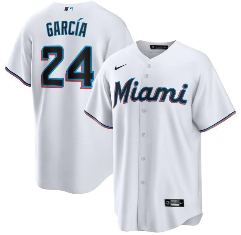 Miami Marlins #24 Avisaíl García Home Replica Player Jersey - White