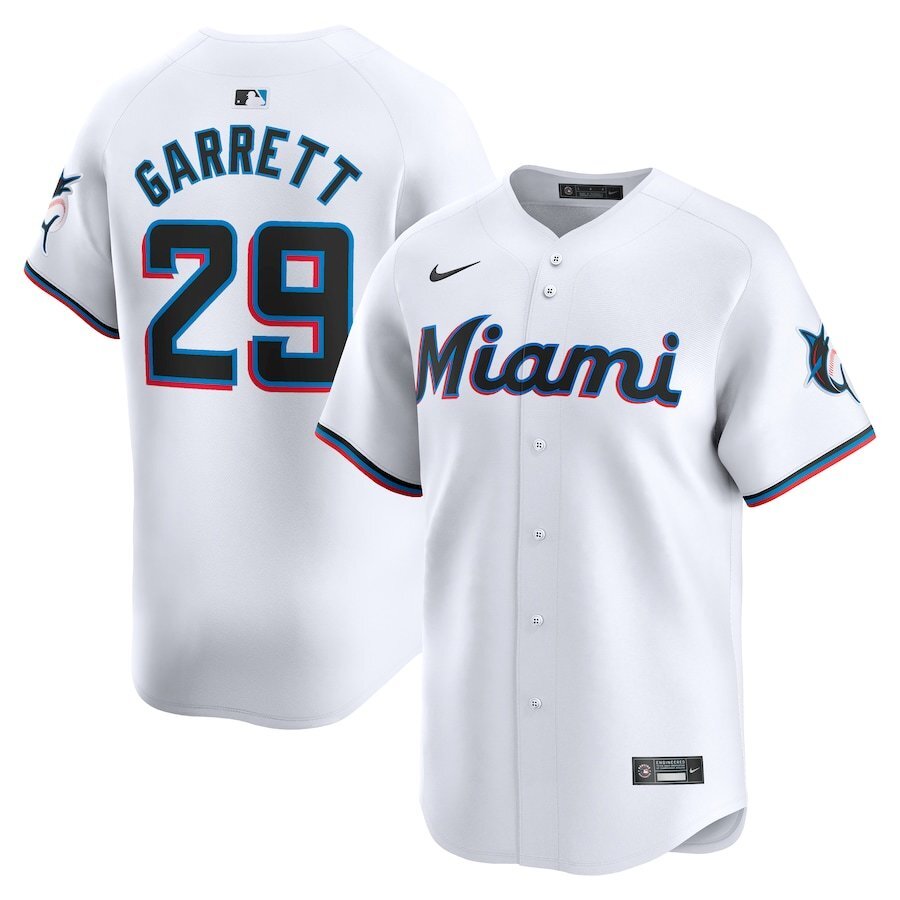 Miami Marlins #29 Braxton Garrett Home Limited Player Jersey - White Style 2