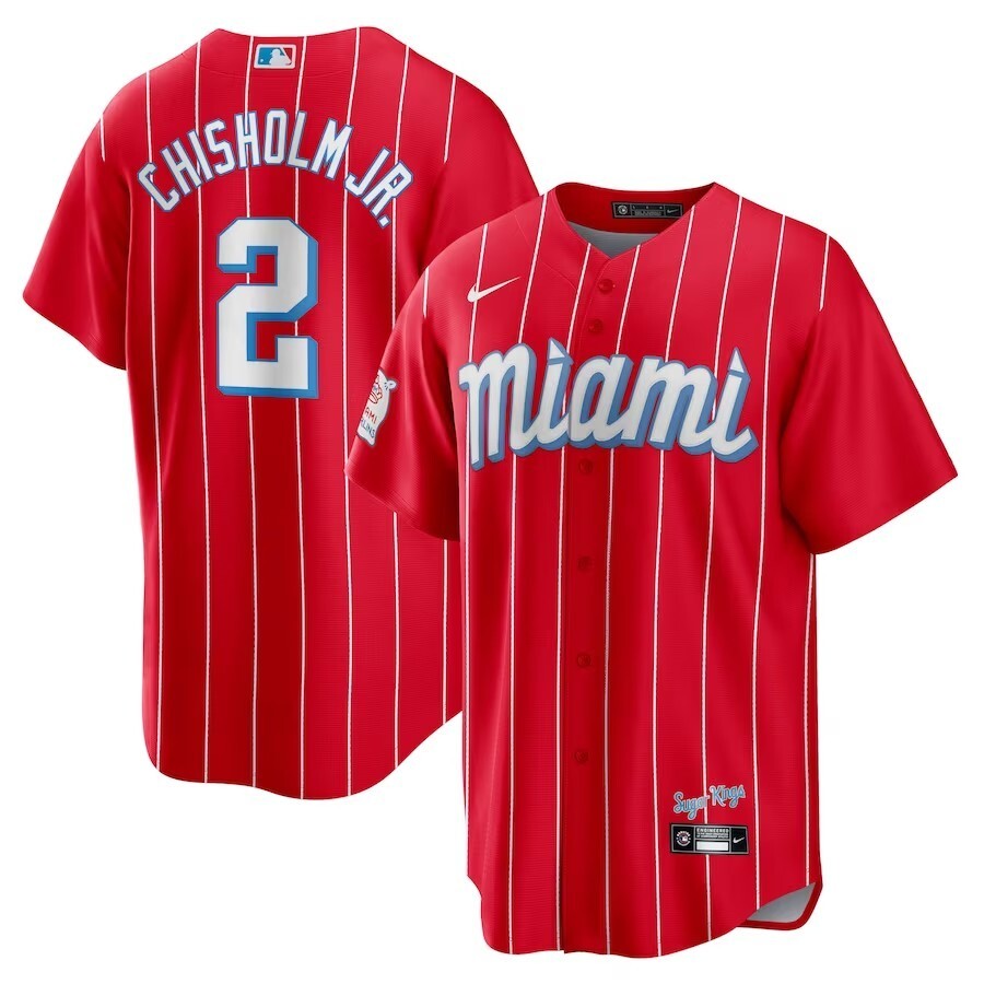 Miami Marlins #2 Jazz Chisholm Jr. City Connect Replica Player Jersey - Red