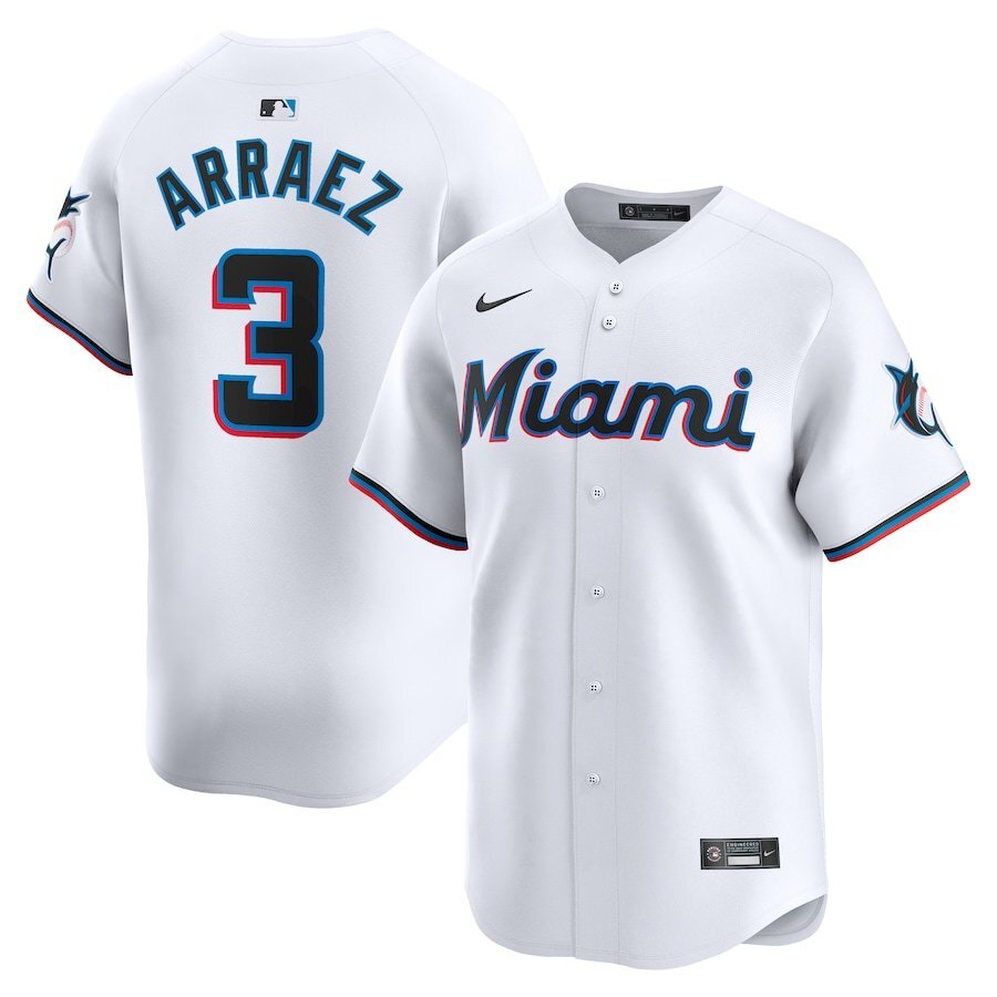 Miami Marlins #3 Luis Arraez Home Limited Player Jersey - White Style 2
