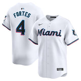 Miami Marlins #4 Nick Fortes Home Limited Player Jersey - White Style 1