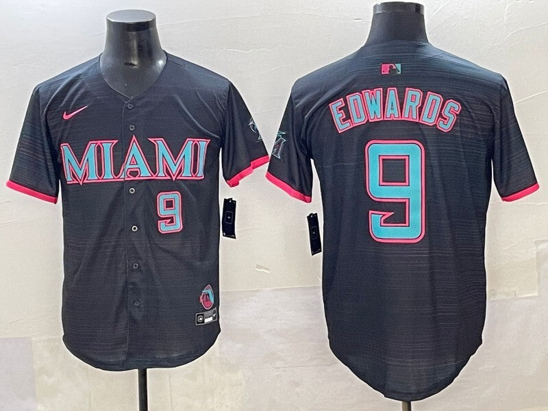Miami Marlins #9 Edwards Marlins Collaboration Style 1