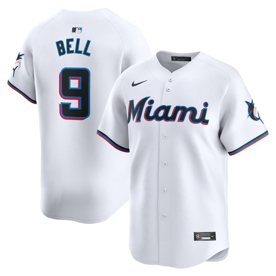 Miami Marlins #9 Josh Bell Home Limited Player Jersey - White Style 2