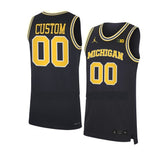 Michigan Wolverines Custom Navy NCAA Basketball Jersey_conew1