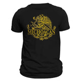Michoacan Mexico Eagle Emblem Mexican Flag T-Shirt - 100% Ring-spun Combed Cotton, Crew Neck, Casual Style, Regular Fit, Lightweight, Machine Washable - Classic