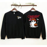 Miler Lite Ghost Cute Pumpkin Halloween 2Ssides Sweatshirt - Unisex Crewneck Sweatshirt for Men and Women - Pullover, Womenswear Fabric Hoodie