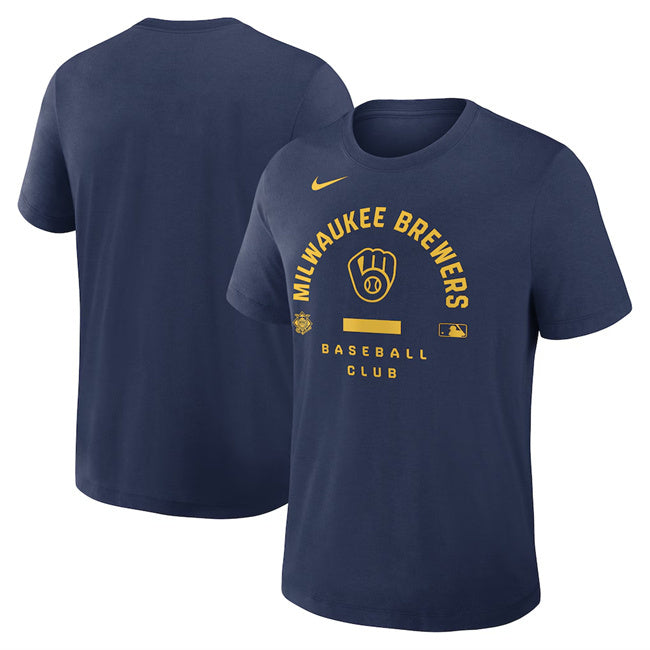 Milwaukee Brewers Navy Collection Early Work Tri-Blend Dri-FIT T-Shirt