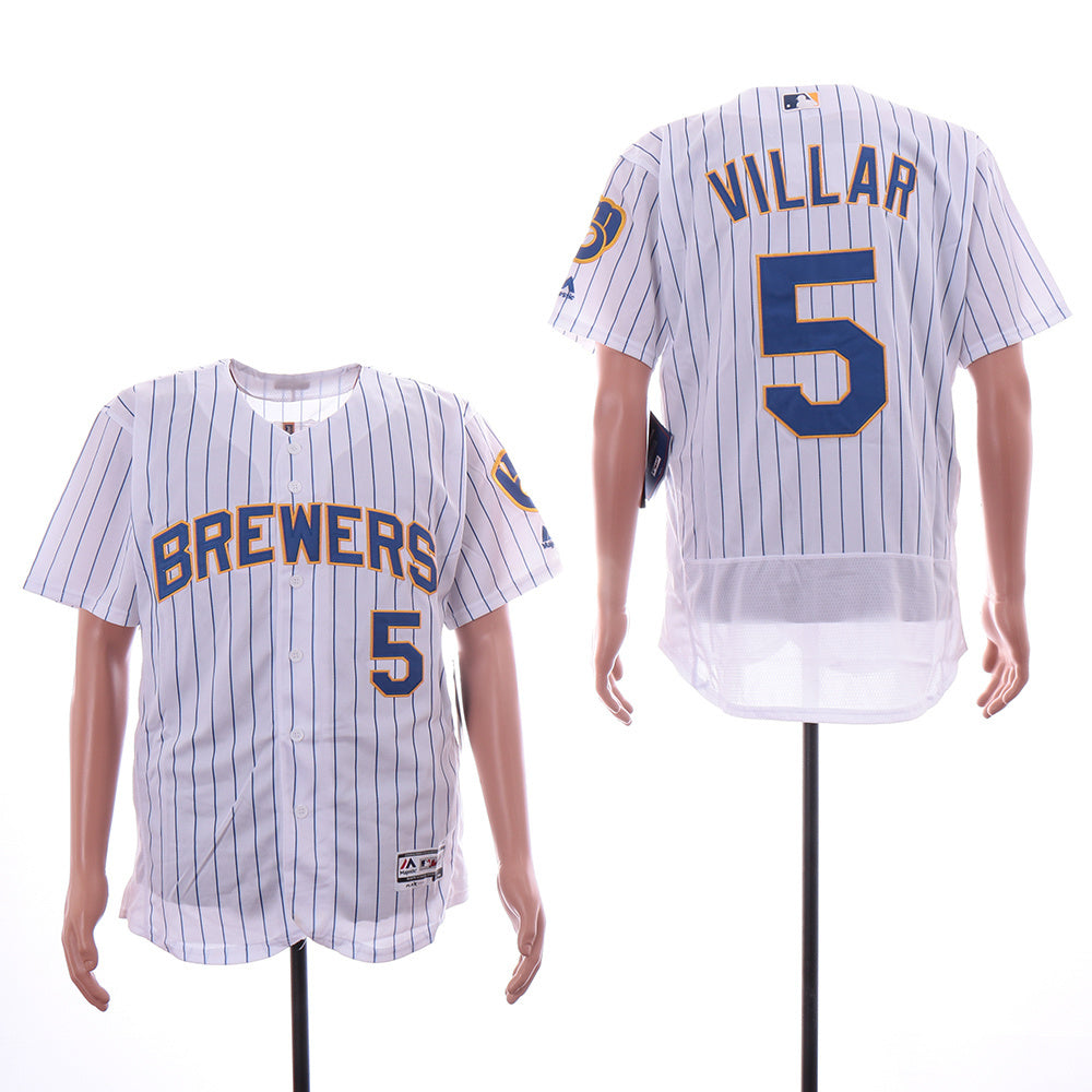 Milwaukee Brewers #5 Jonathan Villar Brewers 5 White Elite