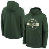 Milwaukee Bucks Hunter Green 2025 26 Practice Club Pullover Hoodie