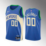 Milwaukee Bucks #00 Jaylin Galloway 2023-24 Blue City Edition Men Jersey Style 2