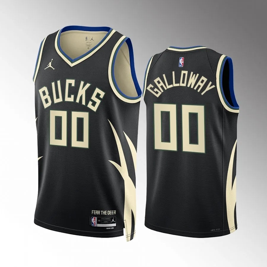 Milwaukee Bucks #00 Jaylin Galloway Black Statement Edition Men Jersey Style 1
