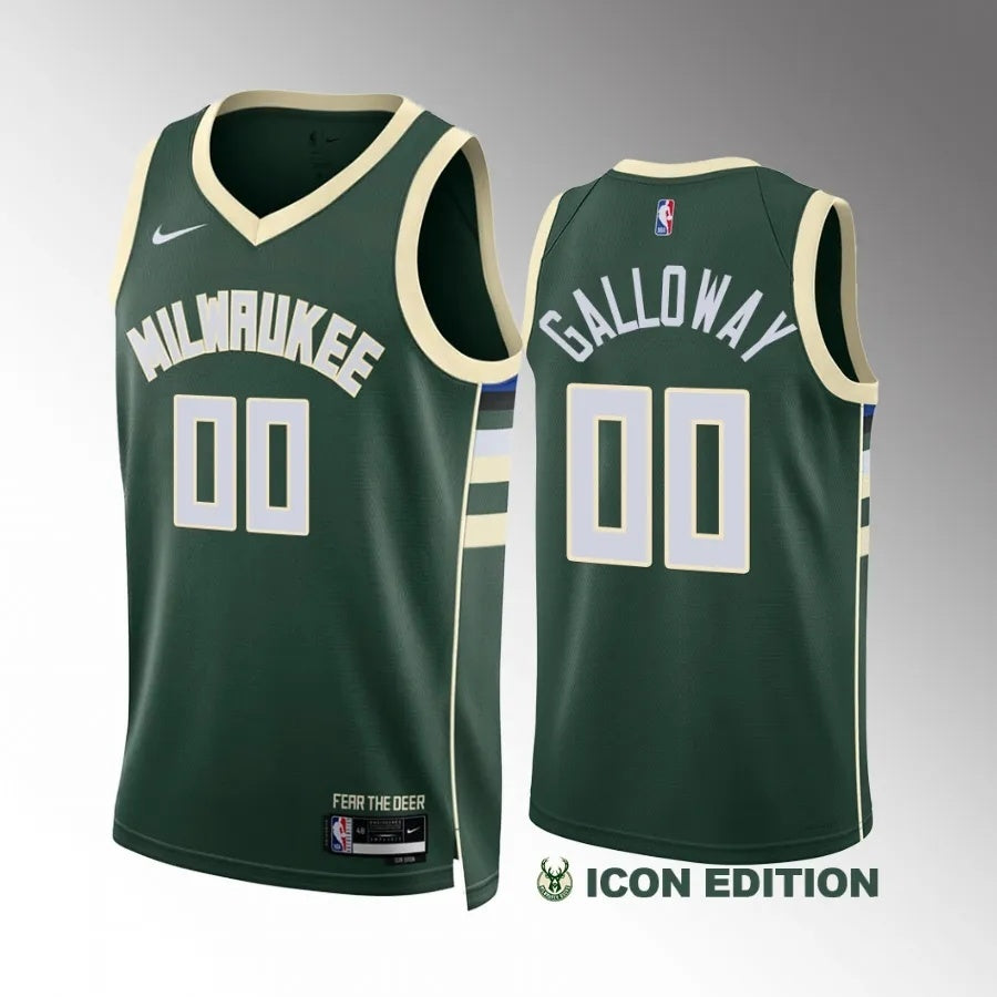Milwaukee Bucks #00 Jaylin Galloway Green Icon Edition Men Jersey Style 2