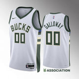 Milwaukee Bucks #00 Jaylin Galloway White Association Edition Men Jersey Style 1