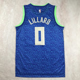 Milwaukee Bucks #0 Damian Lillard Hot Press Bucks 0 Blue City s-xxl Style 1