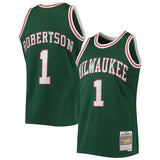 Milwaukee Bucks #1 Oscar Robertson Mitchell & Ness 1970-71 Hardwood Classics 75th Anniversary Diamond Swingman Jersey