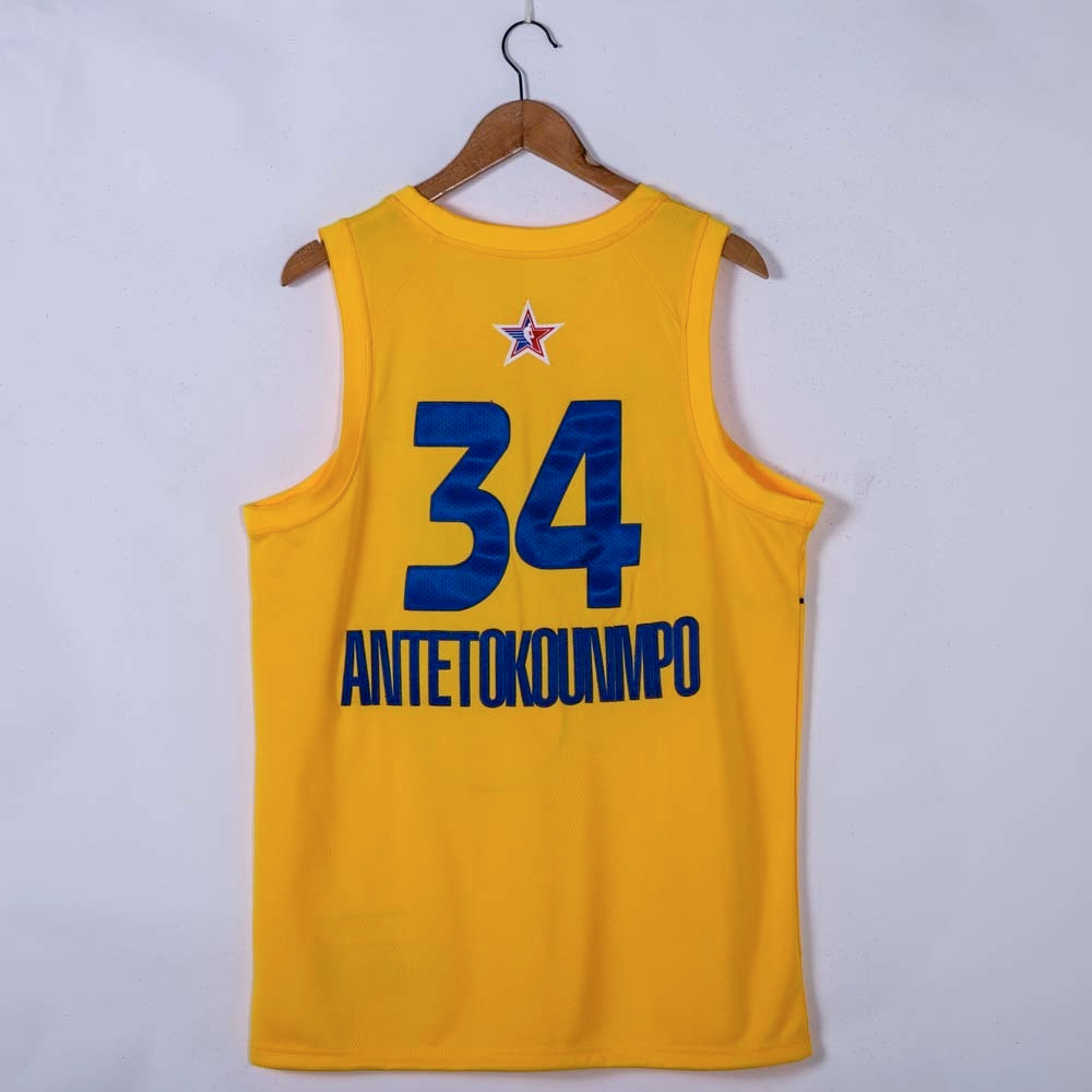 Milwaukee Bucks #34 Giannis Antetokounmpo 2021 All-Star 34 # Yellow Style 1