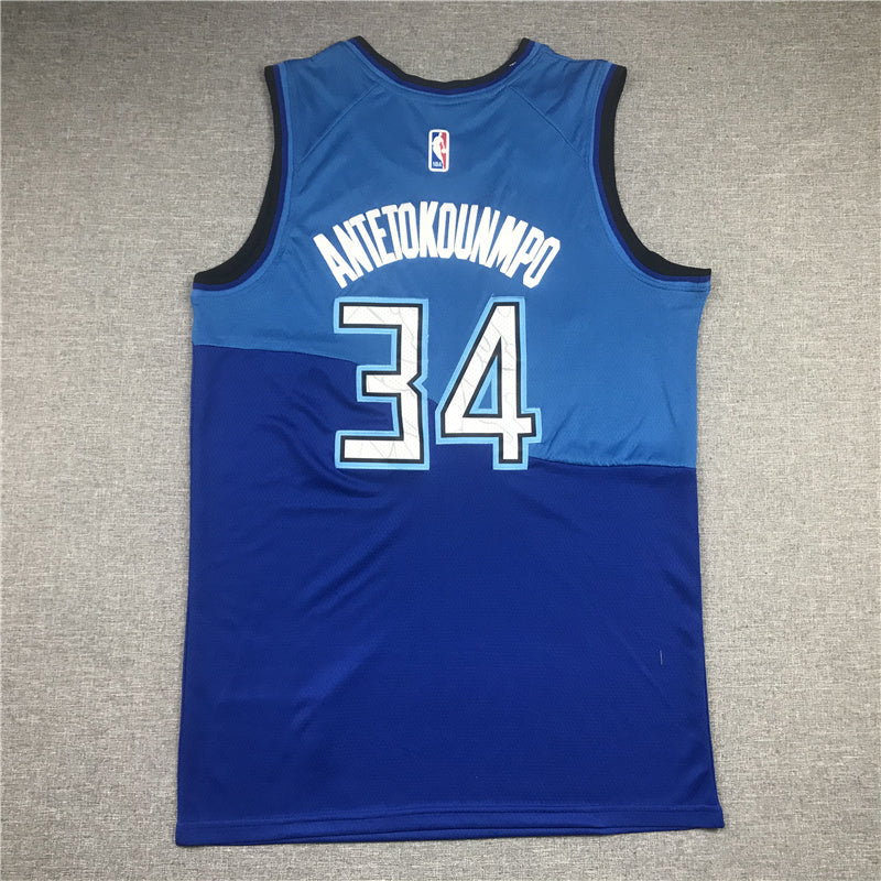 Milwaukee Bucks #34 Giannis Antetokounmpo 21 Bucks 34 New Blue City Edition Style 1