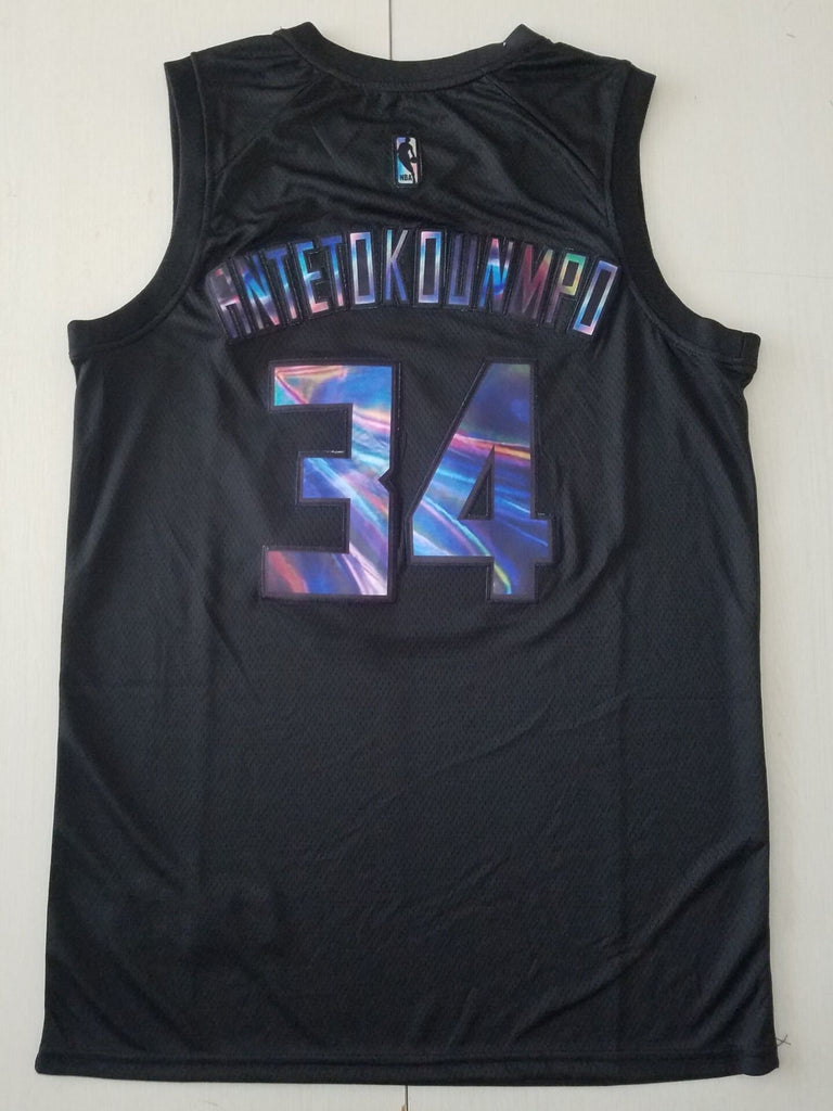 Milwaukee Bucks #34 Giannis Antetokounmpo Black Rainbow S-XXL Style 1