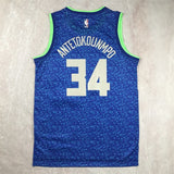 Milwaukee Bucks #34 Giannis Antetokounmpo Hot Press Bucks 34 Blue City s-xxl Style 1