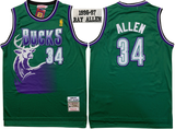 Milwaukee Bucks #34 Ray Allen Bucks · Allen Premium Mesh 1996-97 Classic Retro Green