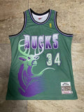 Milwaukee Bucks #34 Ray Allen mitchell&ness Bucks 34 # Allen au Embroidered Retro 96-97 Green Jersey Style 5