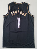 Minnesota Timberwolves #1 Anthony Edwards Timberwolves 1 Black Gold S-XXL Style 1