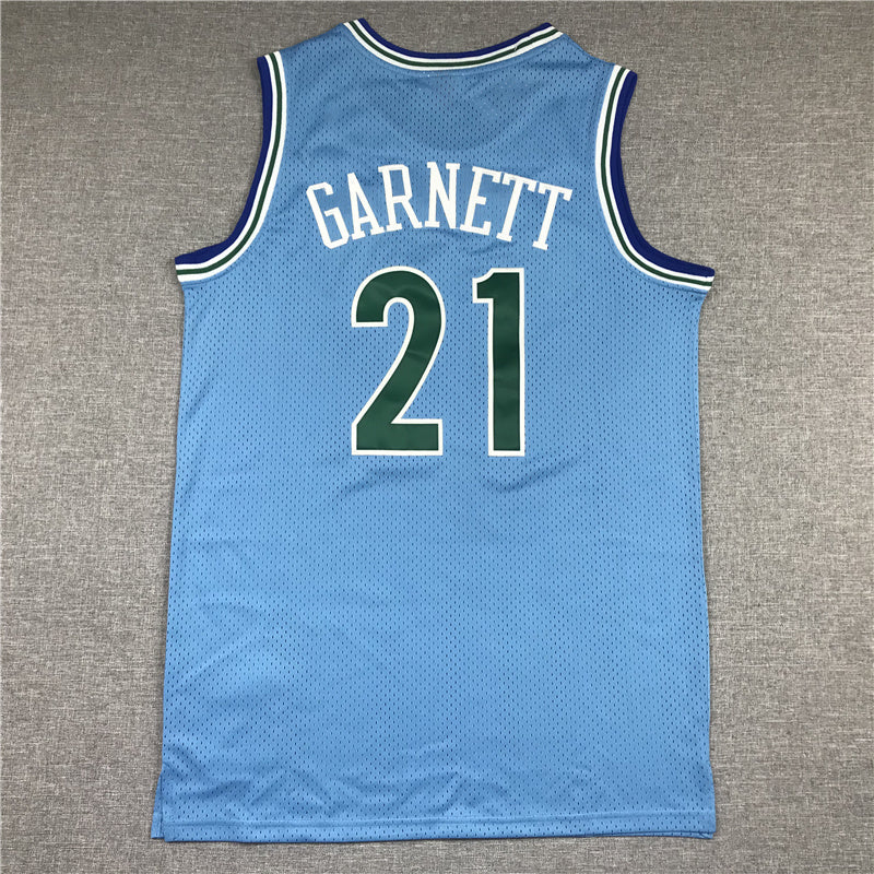 Minnesota Timberwolves #21 Garnett 95-96 Timberwolves 21 Blue Style 1