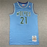 Minnesota Timberwolves #21 Garnett 95-96 Timberwolves 21 Blue Style 2