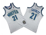 Minnesota Timberwolves #21 Kevin Garnett Timberwolves 21 # White 95-96 Season Mitchell Retro Jersey -- Kevin . Garnett Style 2