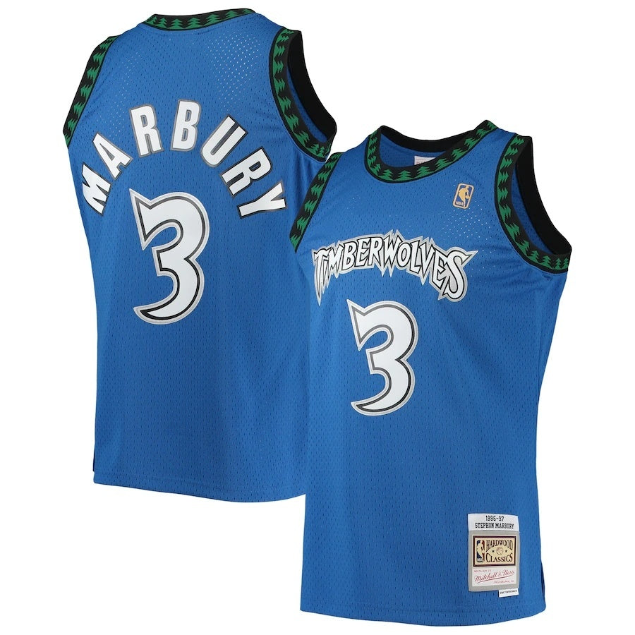 Minnesota Timberwolves #3 Stephon Marbury Mitchell & Ness 1996-97 Hardwood Classics Swingman Jersey - Blue
