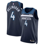 Minnesota Timberwolves #4 Rob Dillingham 2024 Draft Icon Edition Navy 75th