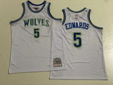 Minnesota Timberwolves #5 Anthony Edwards mitchell&ness Timberwolves 5 # Edwards Retro White Jersey Style 3