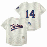 Minnesota Twins #14 Kent Hrbek Twins 14 Off-White Navy 1969 Retro Style 1