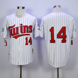 Minnesota Twins #14 Kent Hrbek Twins 14 White Navy Stripe 1991 Retro Style 2